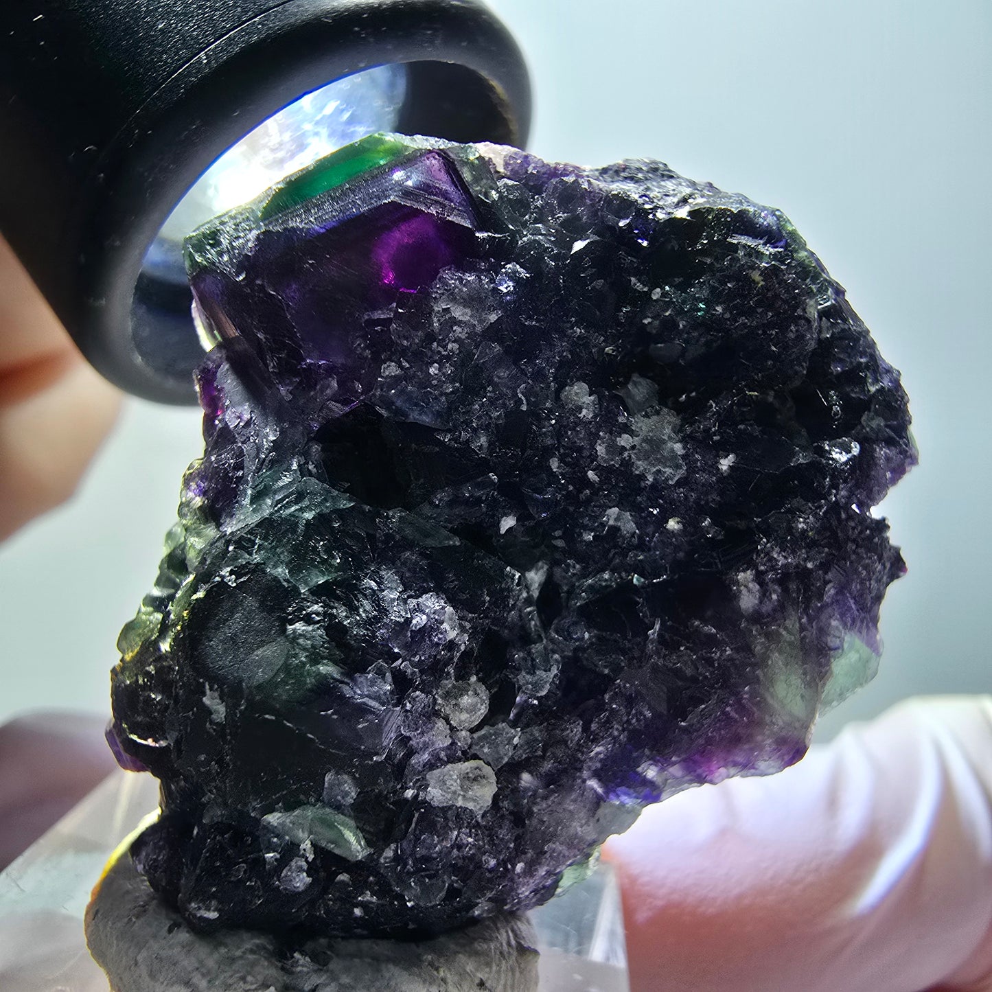 Rare phantom fluorite cube specimen, green-purple, Okorusu, Namibia, 41*34*20mm #11916 