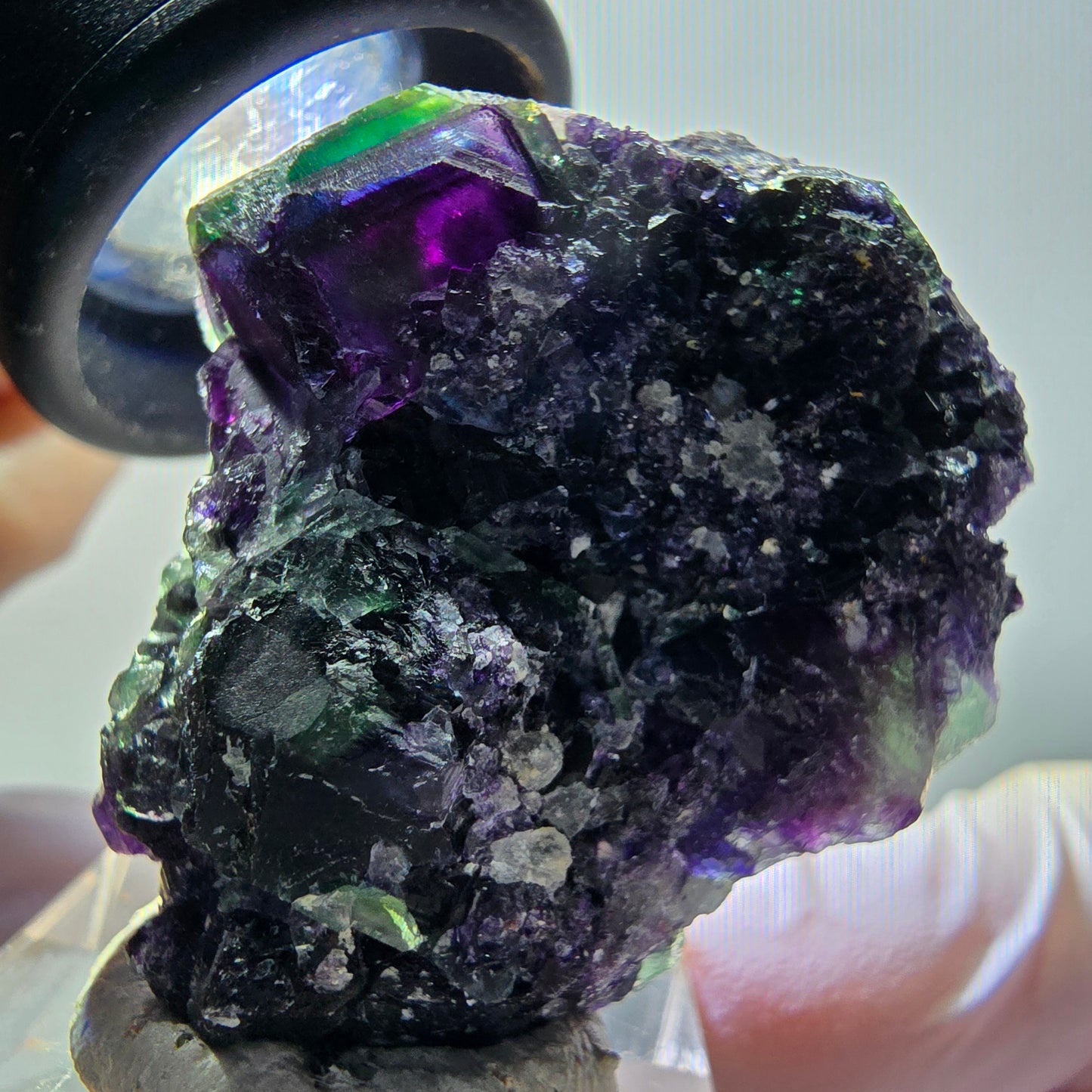 Rare phantom fluorite cube specimen, green-purple, Okorusu, Namibia, 41*34*20mm #11916 