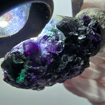 Rare phantom fluorite cube specimen, green-purple, Okorusu, Namibia, 41*34*20mm #11916 