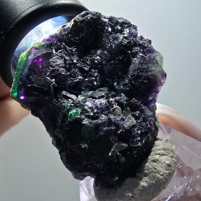 Rare phantom fluorite cube specimen, green-purple, Okorusu, Namibia, 41*34*20mm #11916 