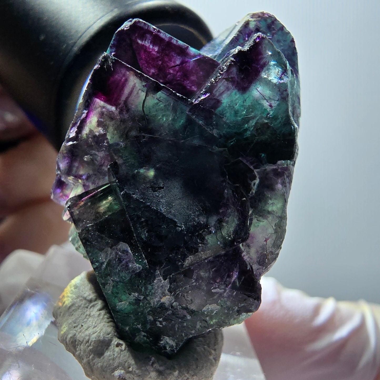 Rare phantom fluorite cube specimen, green-purple, Okorusu, Namibia, 39*21*22mm #11917 