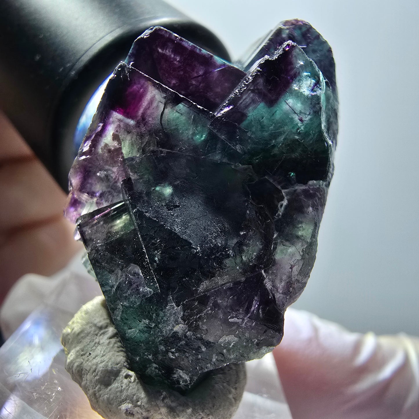 Rare phantom fluorite cube specimen, green-purple, Okorusu, Namibia, 39*21*22mm #11917 
