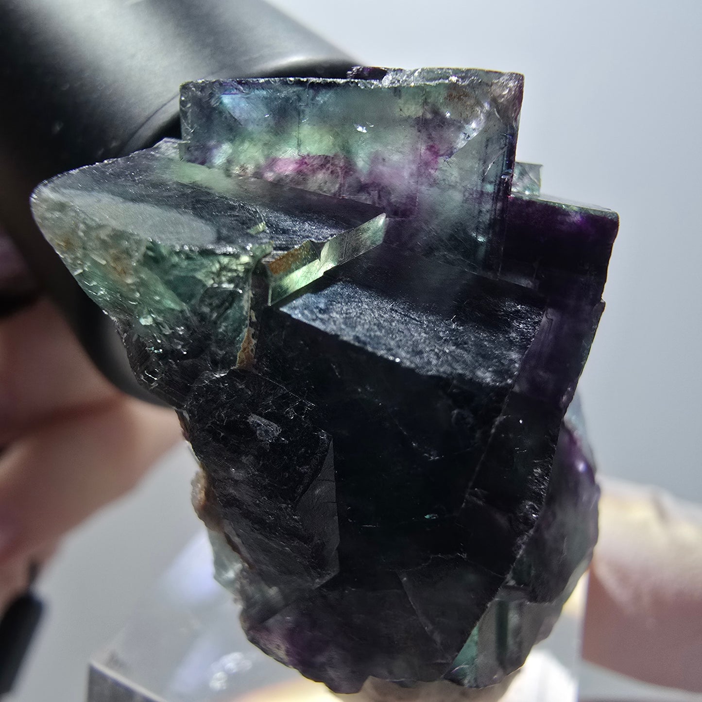 Rare phantom fluorite cube specimen, green-purple, Okorusu, Namibia, 39*21*22mm #11917 