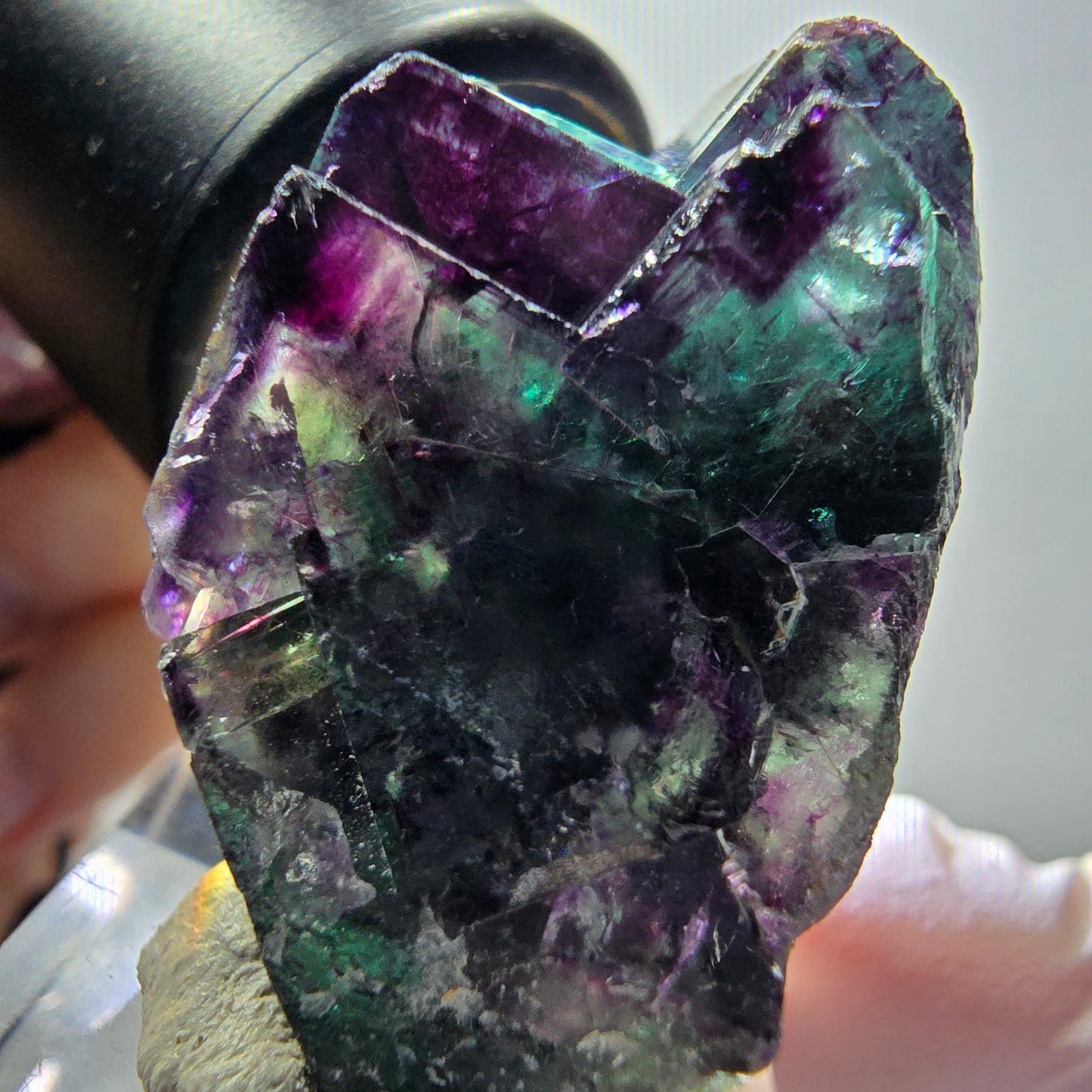 Rare phantom fluorite cube specimen, green-purple, Okorusu, Namibia, 39*21*22mm #11917 