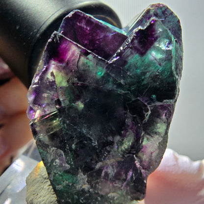 Rare phantom fluorite cube specimen, green-purple, Okorusu, Namibia, 39*21*22mm #11917 
