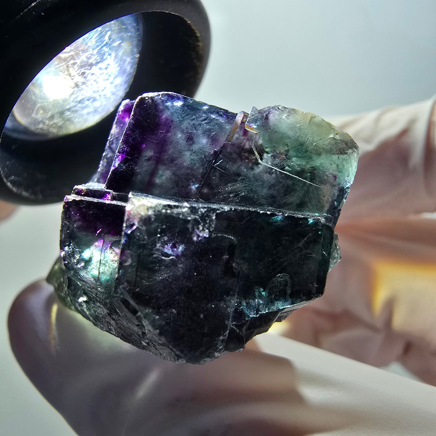 Rare phantom fluorite cube specimen, green-purple, Okorusu, Namibia, 39*21*22mm #11917 
