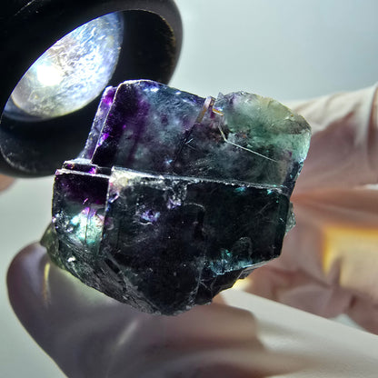 Rare phantom fluorite cube specimen, green-purple, Okorusu, Namibia, 39*21*22mm #11917 