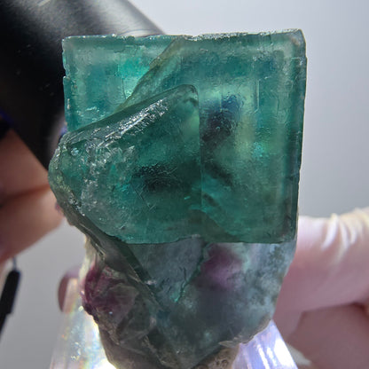 Rare phantom fluorite cube specimen, green-purple, Okorusu, Namibia, 39*31*23mm #11918 