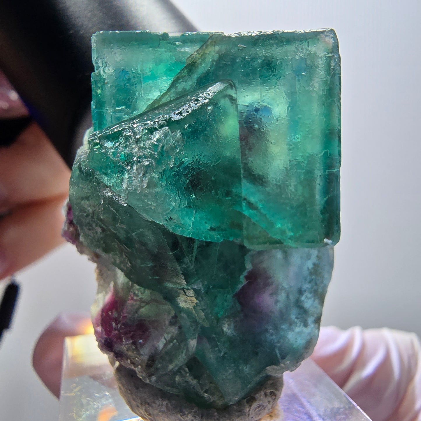 Rare phantom fluorite cube specimen, green-purple, Okorusu, Namibia, 39*31*23mm #11918 
