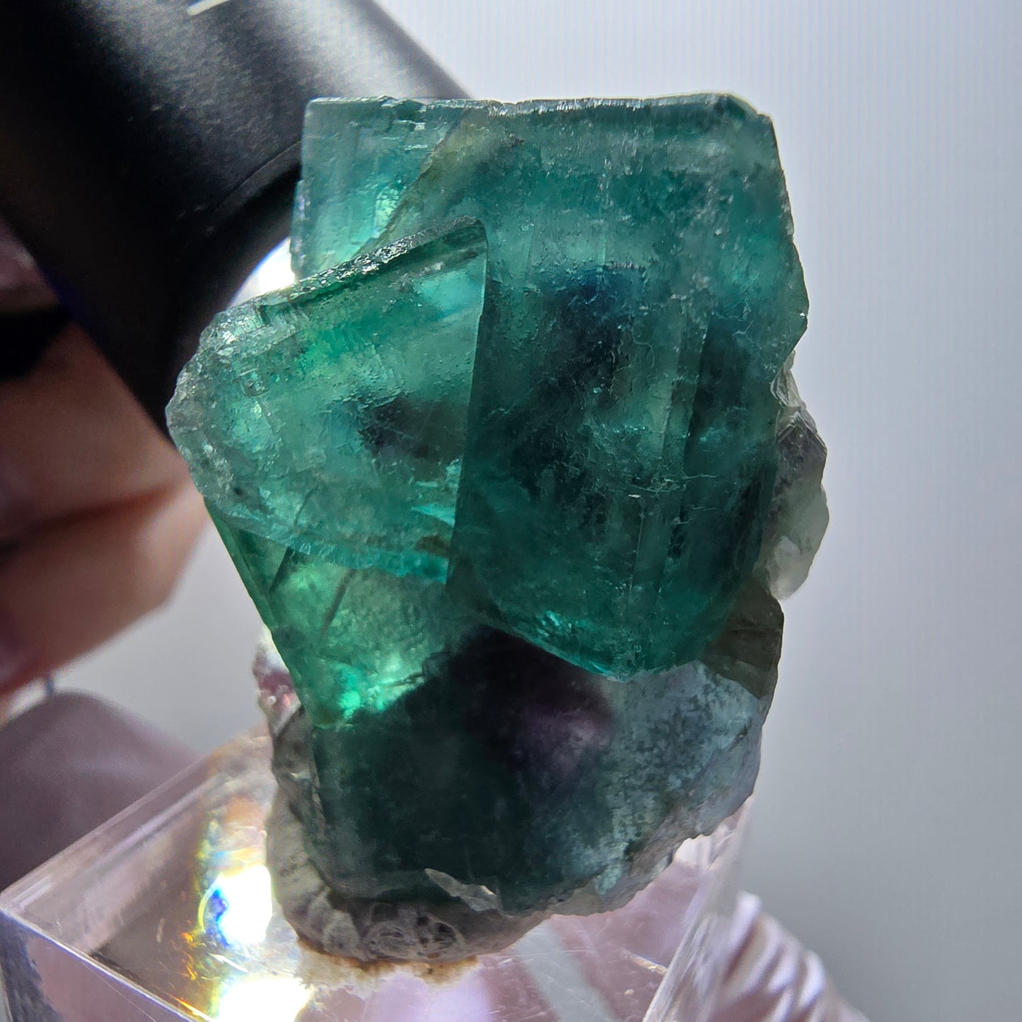 Rare phantom fluorite cube specimen, green-purple, Okorusu, Namibia, 39*31*23mm #11918 