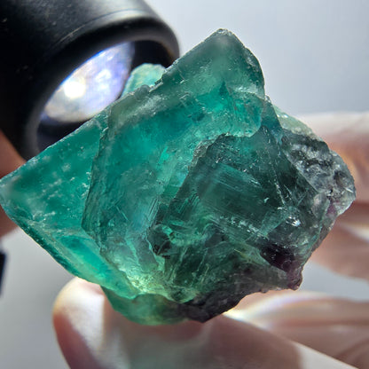 Rare phantom fluorite cube specimen, green-purple, Okorusu, Namibia, 39*31*23mm #11918 