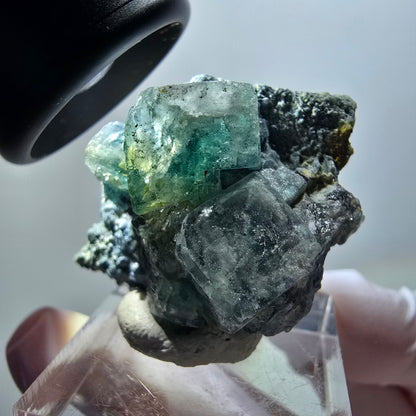Cube de fluorite fantôme, spécimen de tourmaline schorl, Erongo, Namibie 38*32*19 mm #11921 