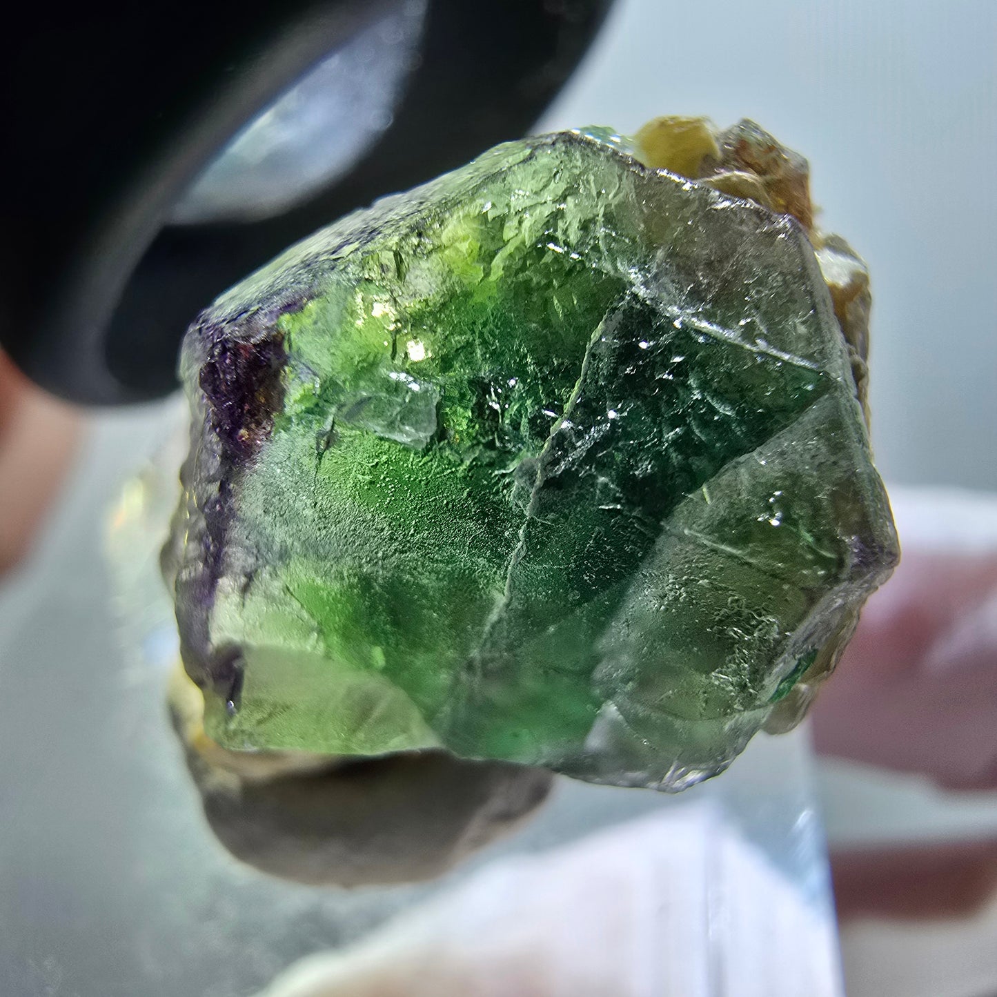 Fluorite fantôme, tourmaline Schörl, muscovite Stage Erongo, Namibie 23*17*15mm #11922 