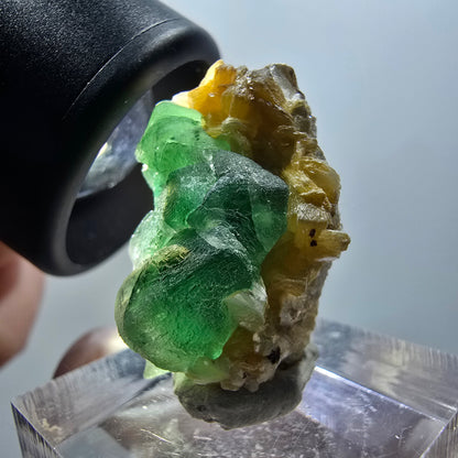 Phantom Fluorit, Schörl Turmalin, Muskovit Stufe Erongo, Namibia 27*14*19mm #11928