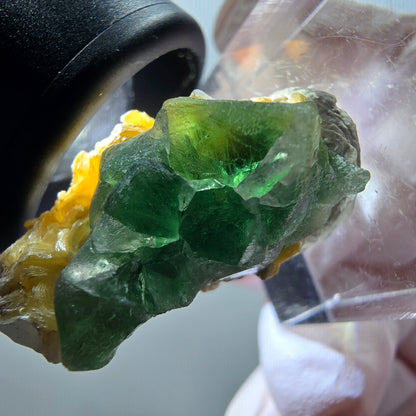 Phantom Fluorit, Schörl Turmalin, Muskovit Stufe Erongo, Namibia 27*14*19mm #11928