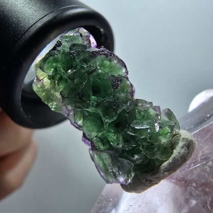 Phantom Fluorit, Schörl Turmalin, Muskovit Stufe Erongo, Namibia 25*14*11mm #11929
