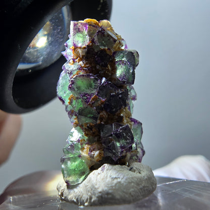 Phantom Fluorit, Schörl Turmalin, Muskovit Stufe Erongo, Namibia 25*14*11mm #11929