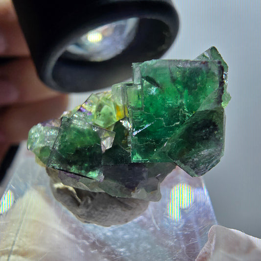 Rare phantom fluorite cube specimen, green-purple, Okorusu, Namibia, 26*18*13mm #11931 
