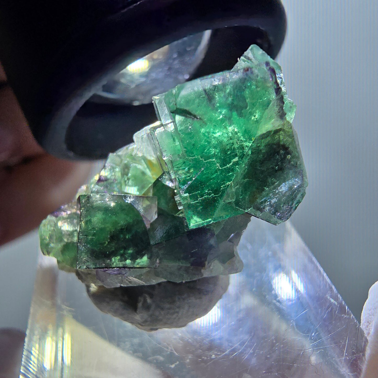 Rare phantom fluorite cube specimen, green-purple, Okorusu, Namibia, 26*18*13mm #11931 