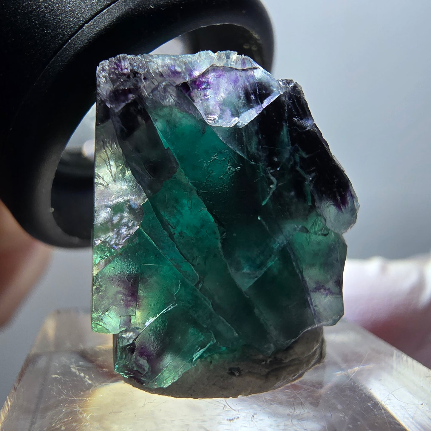 Spécimen de fluorite fantôme et de tourmaline schorl, Erongo, Namibie, 23 x 22 x 17 mm, n° 11933 