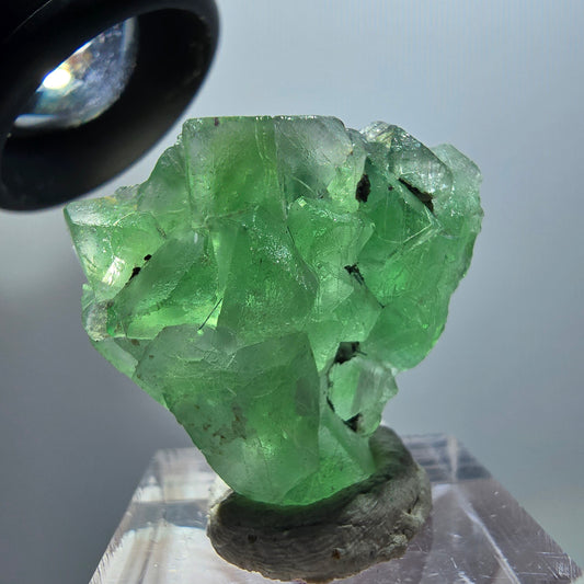 Phantom Fluorit, Schörl Turmalin, Hyalit Stufe Erongo, Namibia 30*27*12mm #11934