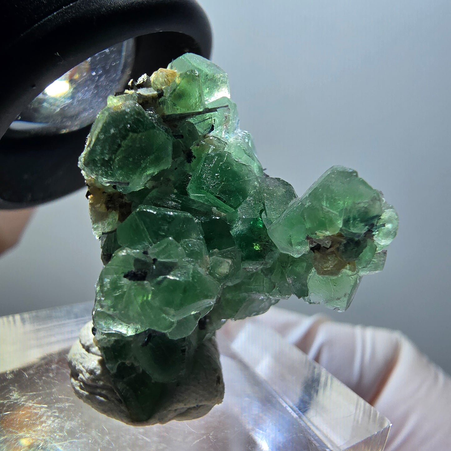 Fluorite fantôme, tourmaline Schörl, muscovite Stage Erongo, Namibie 29*23*16mm #11937 