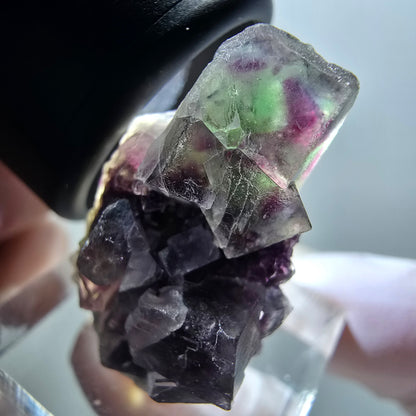Rare phantom fluorite cube specimen, green-purple, Okorusu, Namibia, 30*19*15mm #11940 