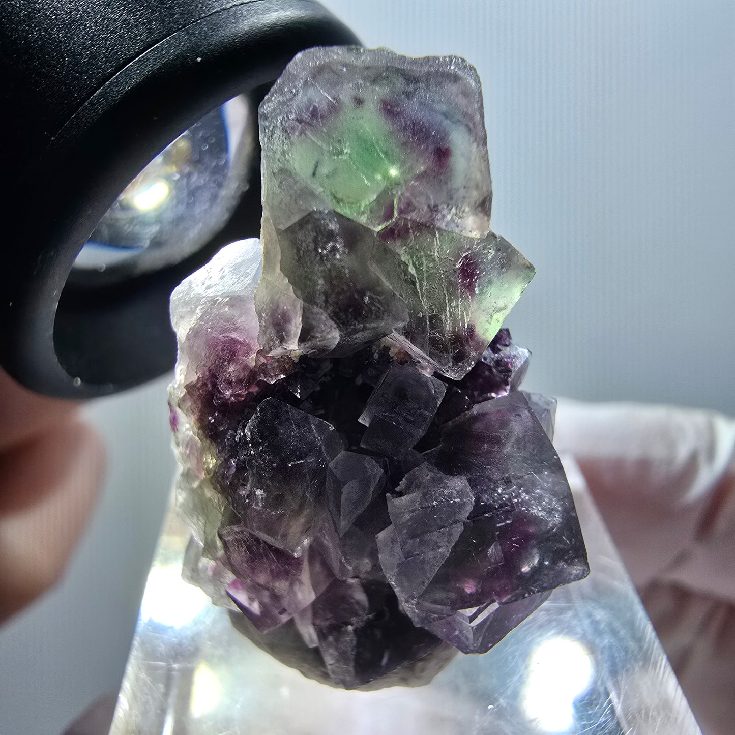Rare phantom fluorite cube specimen, green-purple, Okorusu, Namibia, 30*19*15mm #11940 