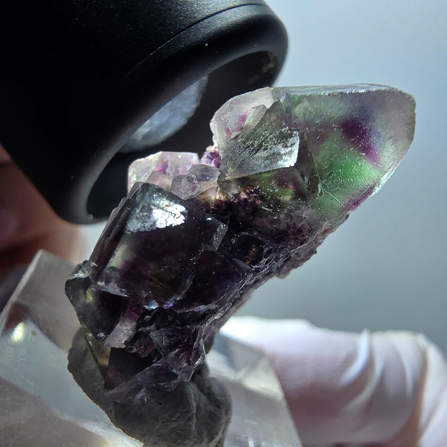 Rare phantom fluorite cube specimen, green-purple, Okorusu, Namibia, 30*19*15mm #11940 