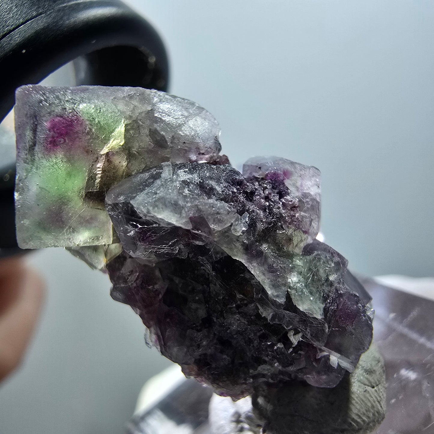 Rare phantom fluorite cube specimen, green-purple, Okorusu, Namibia, 30*19*15mm #11940 
