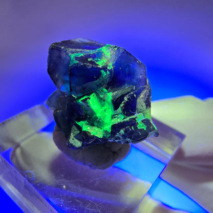 Cube de fluorite fantôme rare, spécimen d'hyalite d'Erongo, Namibie 20*17*16mm #11942 
