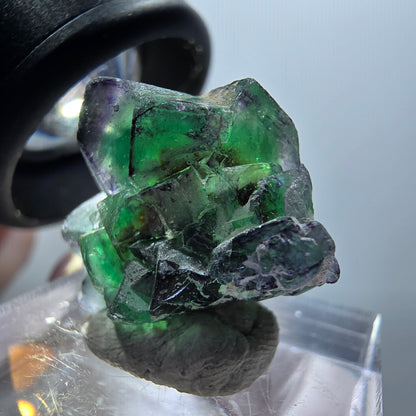 Cube de fluorite fantôme rare, spécimen d'hyalite d'Erongo, Namibie 20*17*16mm #11942 