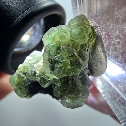 Phantom Fluorit, Schörl Turmalin, Muskovit Stufe Erongo, Namibia 25*18*17mm #11947