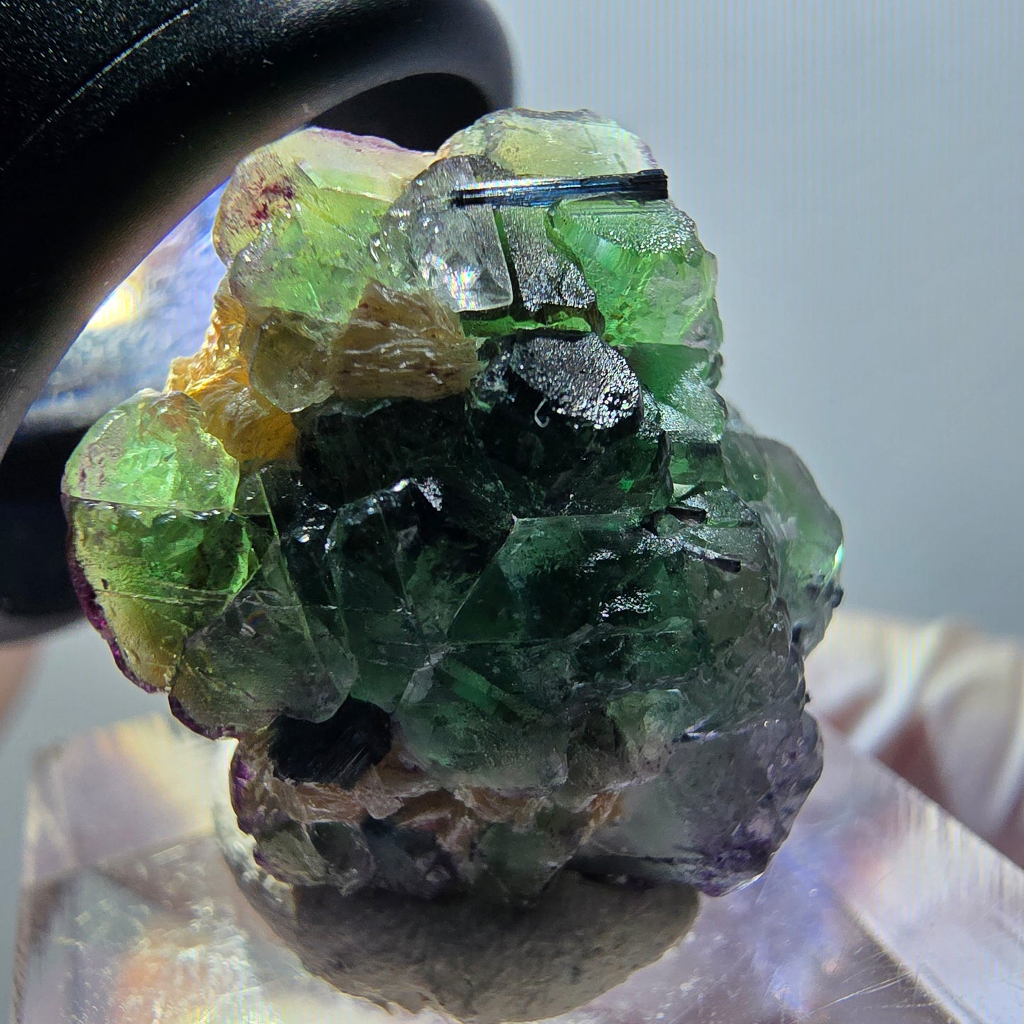 Fluorite fantôme, Tourmaline Schörl, Stade muscovite Erongo, Namibie 24*21*18mm #11949 