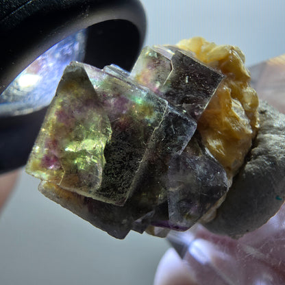 Cubes de fluorite fantôme colorés, spécimen de muscovite d'Erongo, Namibie 24*19*20 mm #11953 