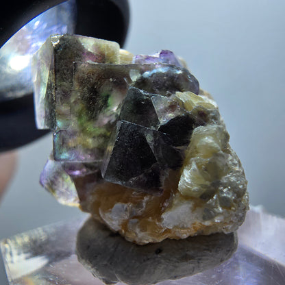 Cubes de fluorite fantôme colorés, spécimen de muscovite d'Erongo, Namibie 24*19*20 mm #11953 