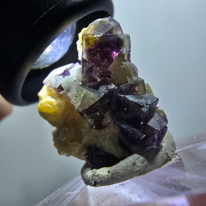 Cubes de fluorite fantôme colorés, spécimen de muscovite d'Erongo, Namibie 24*23*14 mm #11954 