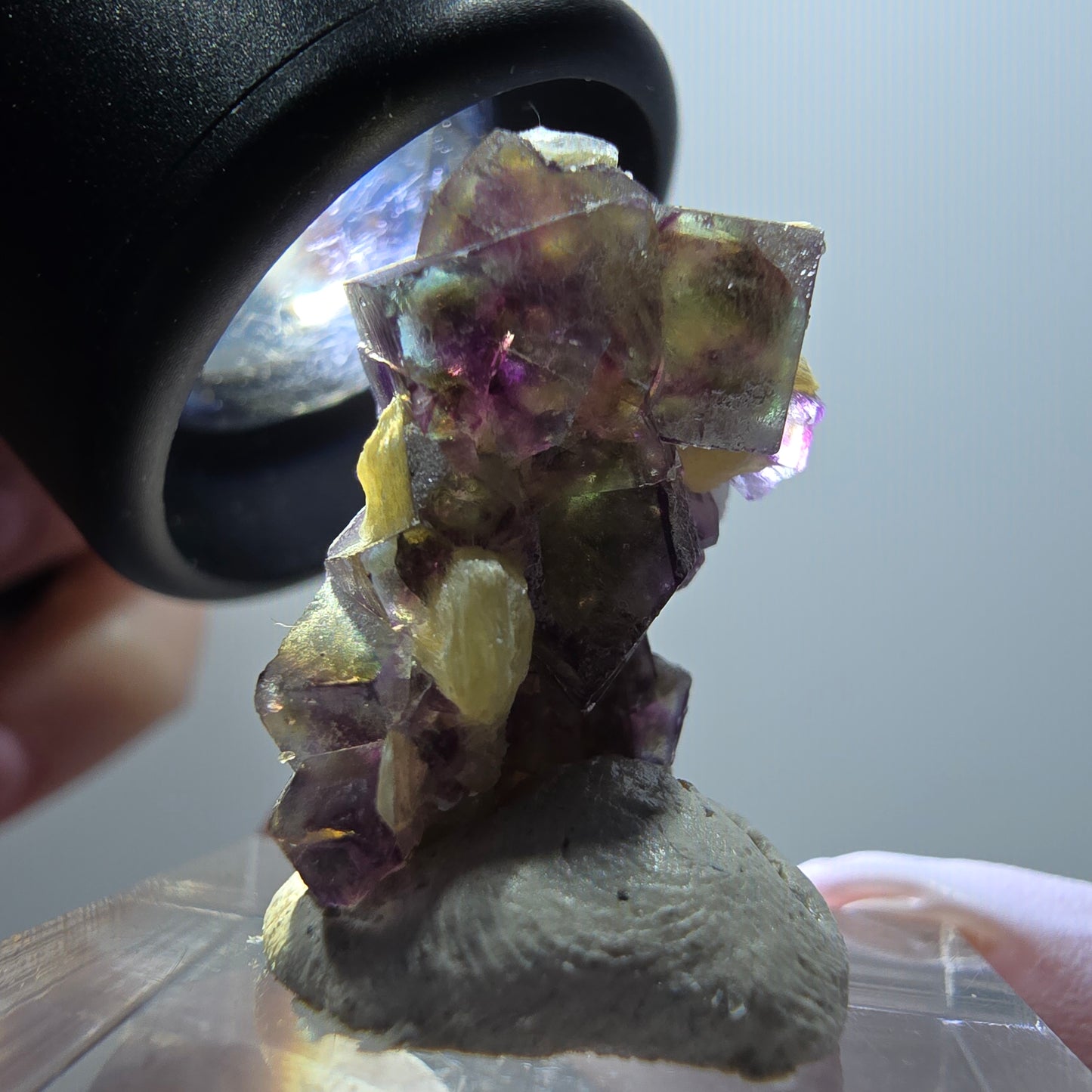 Cubes de fluorite fantôme colorés, spécimen de muscovite d'Erongo, Namibie 24*23*14 mm #11954 