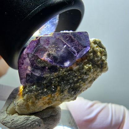 Cube de fluorite fantôme, muscovite, spécimen d'orthose d'Erongo, Namibie 32*20*14mm #11955 