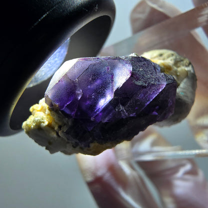 Cube de fluorite fantôme, muscovite, spécimen d'orthose d'Erongo, Namibie 32*20*14mm #11955 