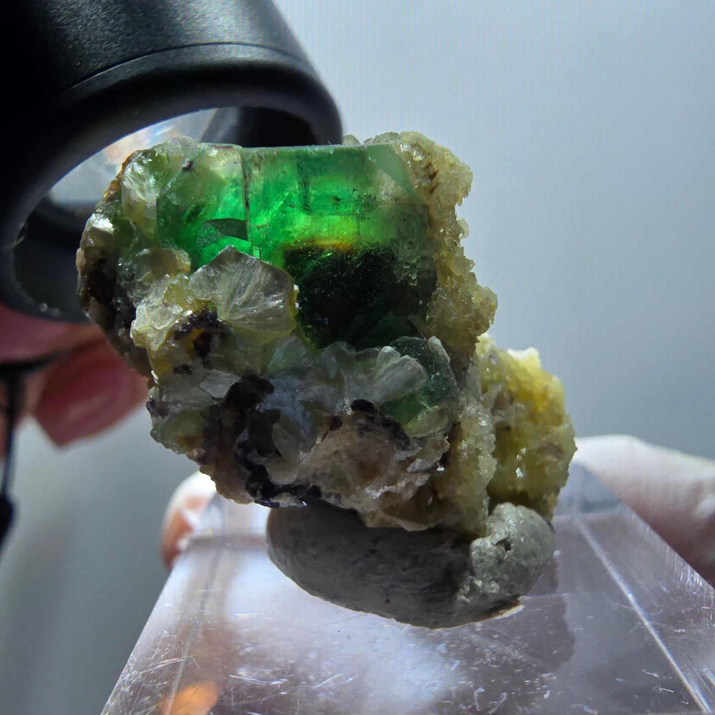 Fluorite fantôme, Tourmaline Schörl, Stade muscovite Erongo, Namibie 32*20*17mm #11956 