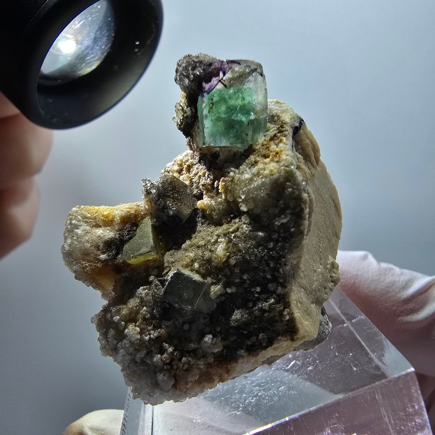 Phantom Fluorite, Hyalite, Schörl Tourmaline, Orthoclase Stage Erongo, Namibia 37*28*28mm #11958 