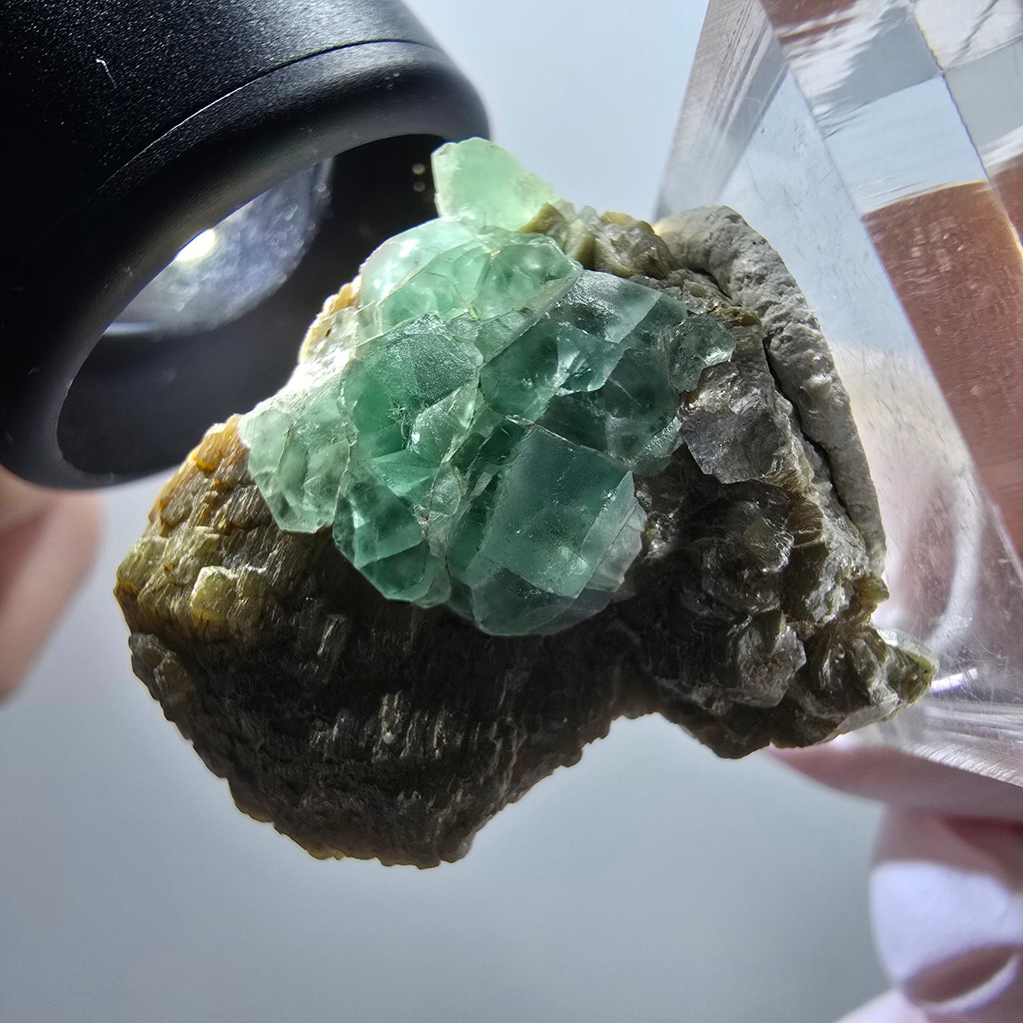 Cube de fluorite fantôme, muscovite, spécimen d'orthose d'Erongo, Namibie 33*28*14mm #11959 