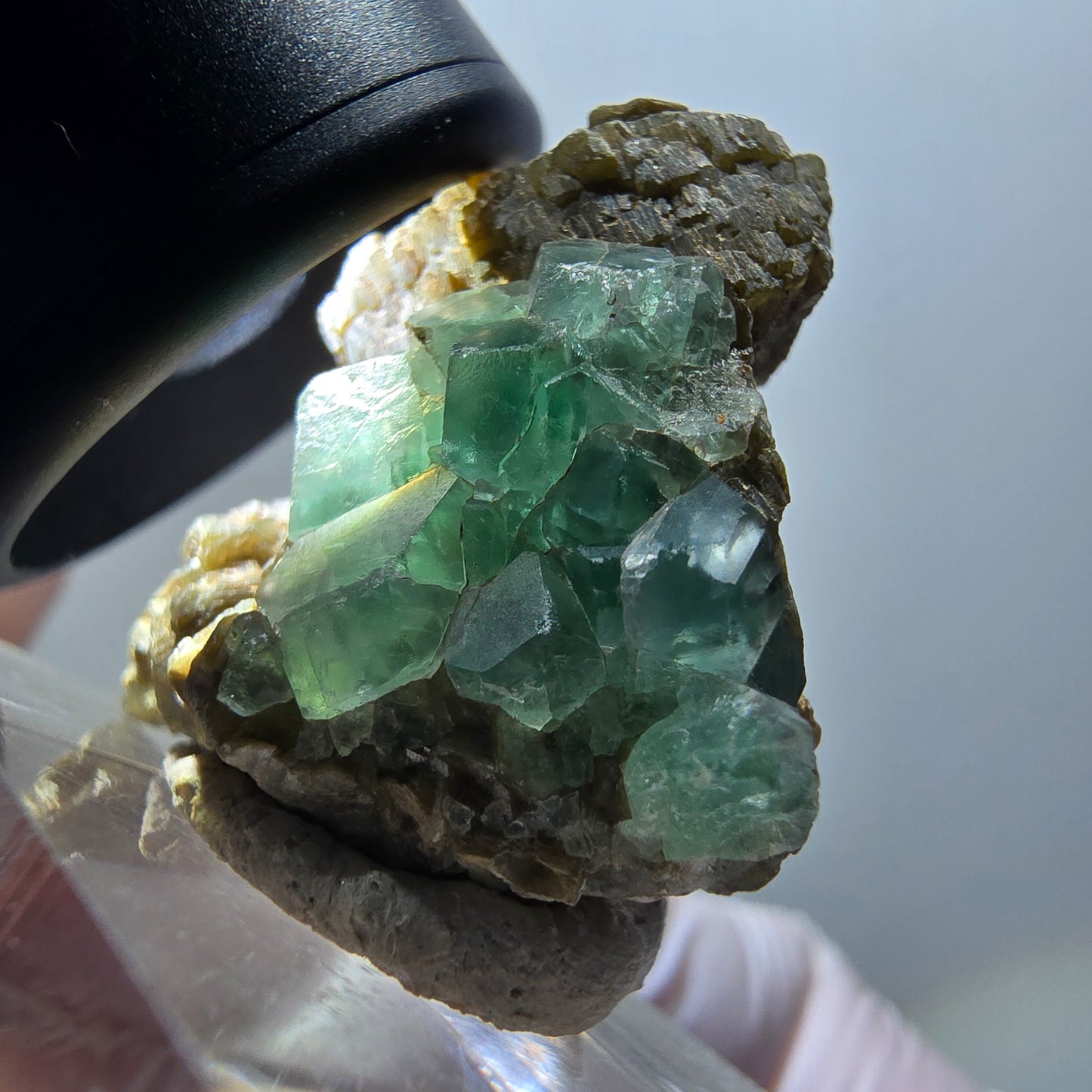 Cube de fluorite fantôme, muscovite, spécimen d'orthose d'Erongo, Namibie 33*28*14mm #11959 