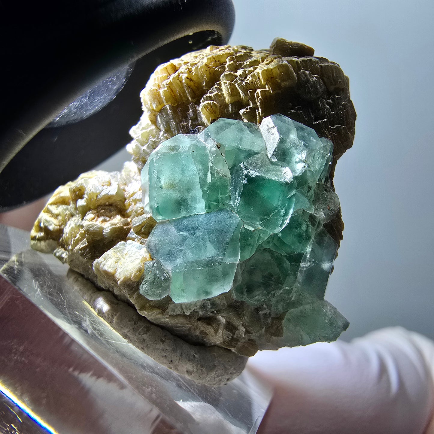 Cube de fluorite fantôme, muscovite, spécimen d'orthose d'Erongo, Namibie 33*28*14mm #11959 