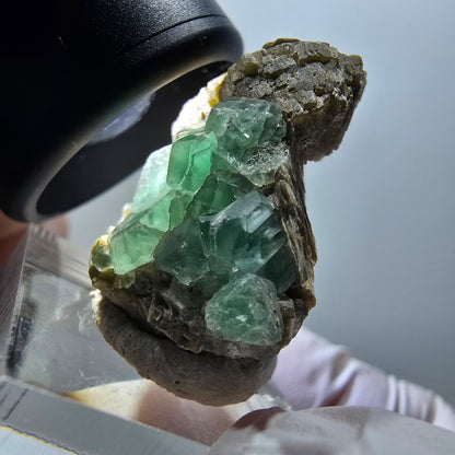 Cube de fluorite fantôme, muscovite, spécimen d'orthose d'Erongo, Namibie 33*28*14mm #11959 