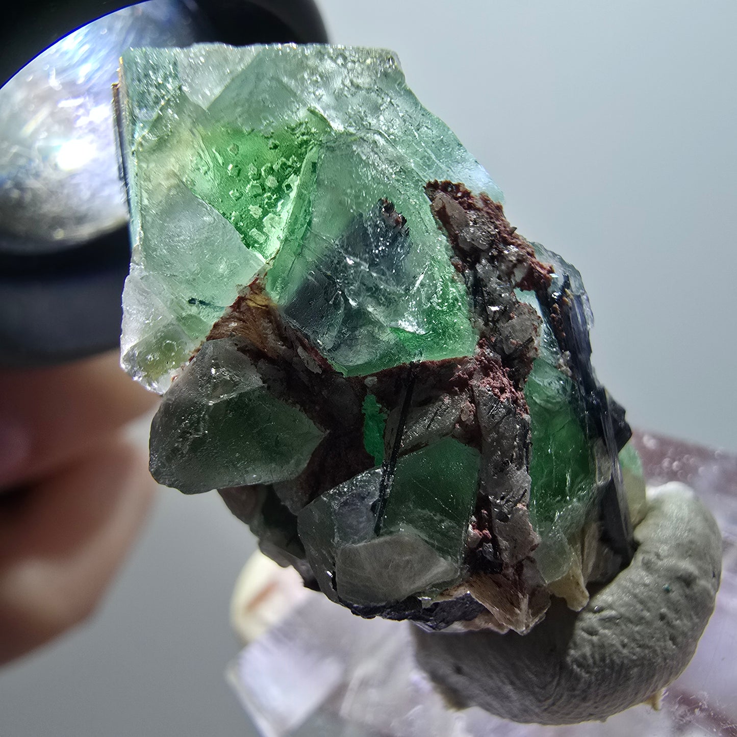 Fluorite fantôme, Tourmaline Schörl, Stade muscovite Erongo, Namibie 33*19*17mm #11971 