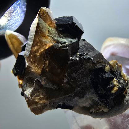 Rare spécimen de quartz fumé et de tourmaline schorl, Erongo, Namibie, 39 x 26 x 21 mm, n° 11972 