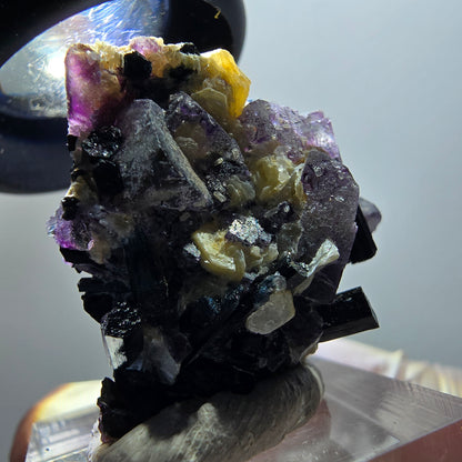Colorful Phantom Fluorite, Schorl Tourmaline, Muscovite Specimen Erongo, Namibia 39*24*26mm #11973 
