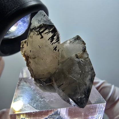 Beautiful tourmaline quartz, skeleton smoky quartz specimen Erongo, Namibia 32*22*17mm #11974 